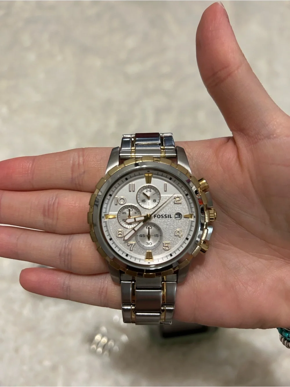 Fossil Two-Tone Silver and Gold Men's Chronograph Watch